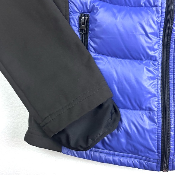 Halifax Black/Purple Puffer Packable Removable Thumb Hole Down Hooded Jacket (M) - Picture 6 of 16